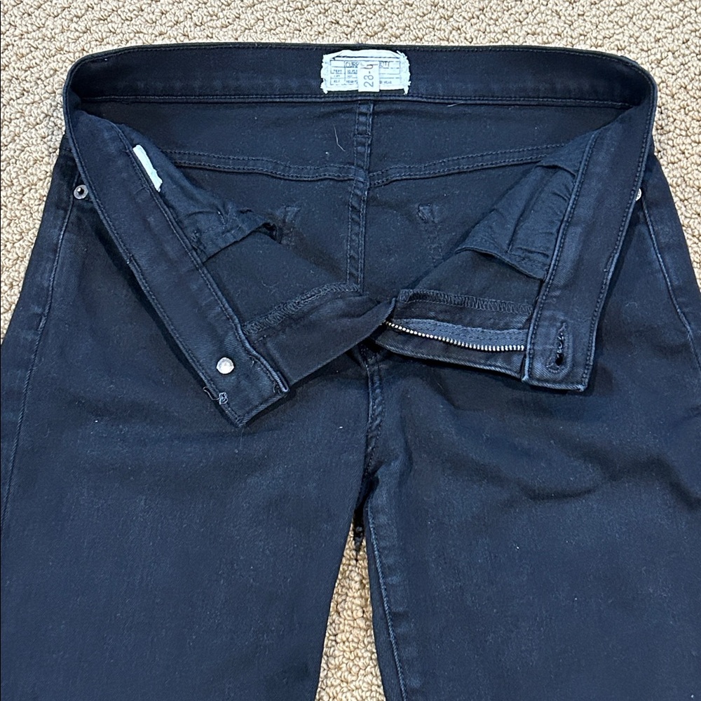 Current Elliott The High Waist Flare Jeans size 28 Black Distressed Frayed Hem - Picture 5 of 15